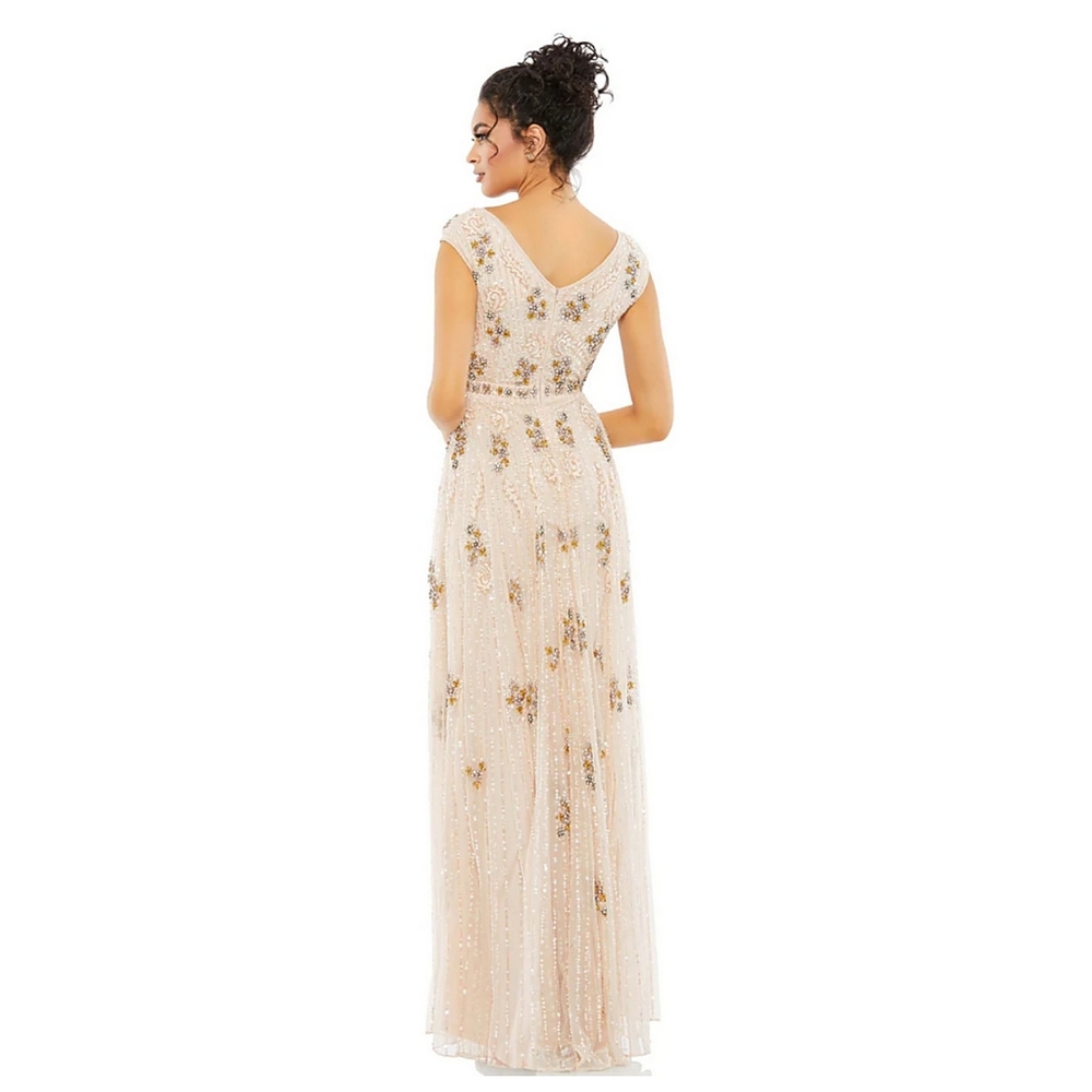 MAC DUGGAL size 10  EMBELLISHED WRAP OVER CAP SLEEVE A-LINE GOWN Dress - Picture 2 of 9